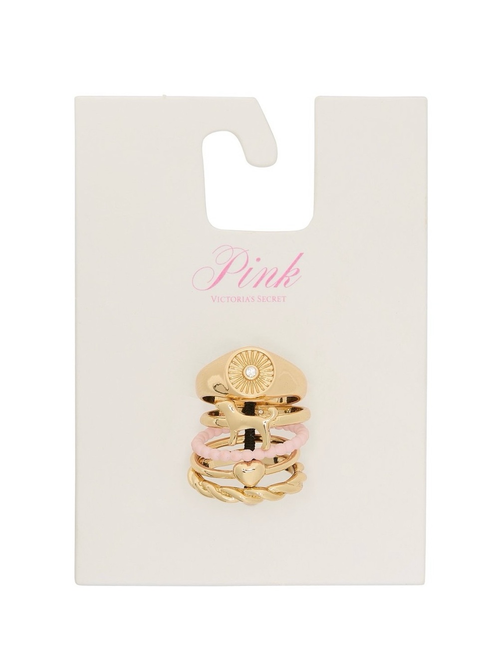 VICTORIA’S SECRET PINK 5 Piece Ring Set.